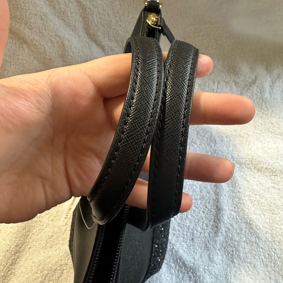 New Authentic Kate Spade ina Greta court black satchel glitter small hand bag - Picture 8 of 12